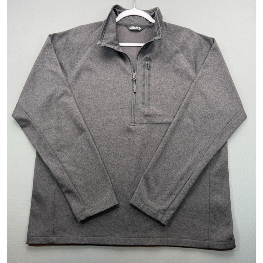 The North Face Men's XL Sweater - Gray Fleece 1/4" Zip Hiking Outdoor Pullover